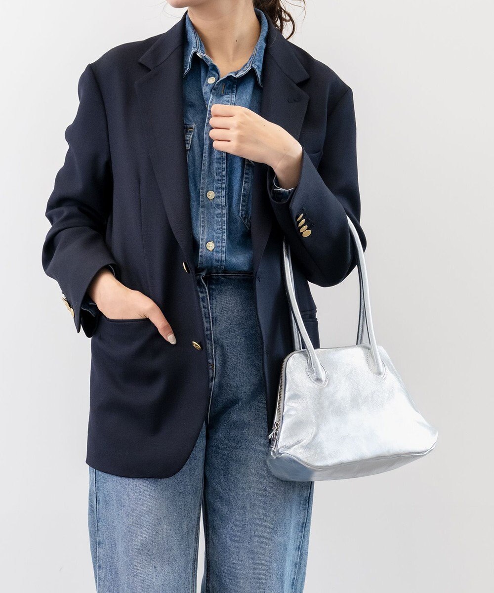 blancle メタリックレザー 舟形ボストンバッグ 