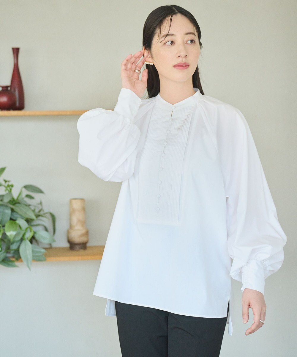 #Newans 【アイロンいらず】ロングピンタックブラウス 