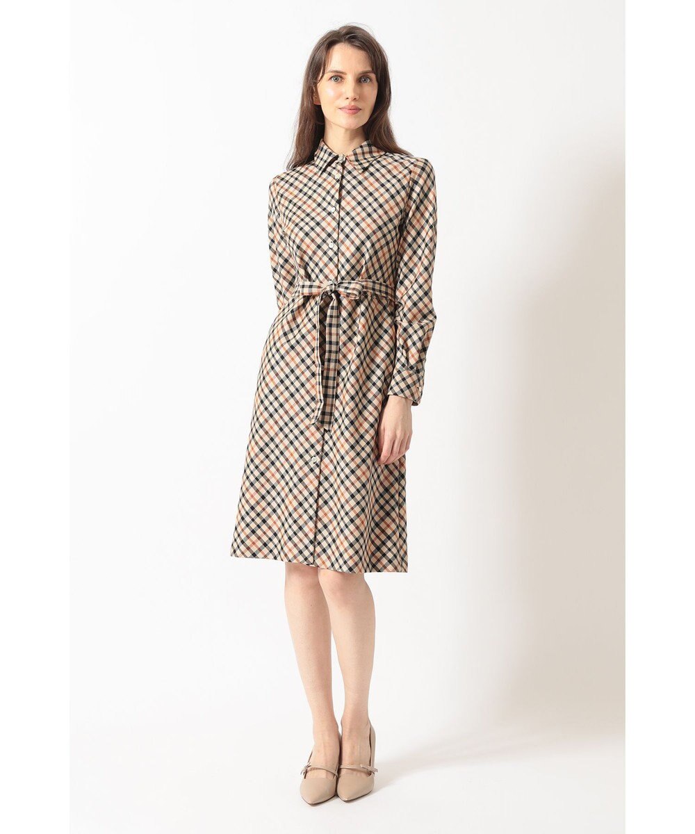 DAKS ハウスチェック バイアスシャツワンピース 