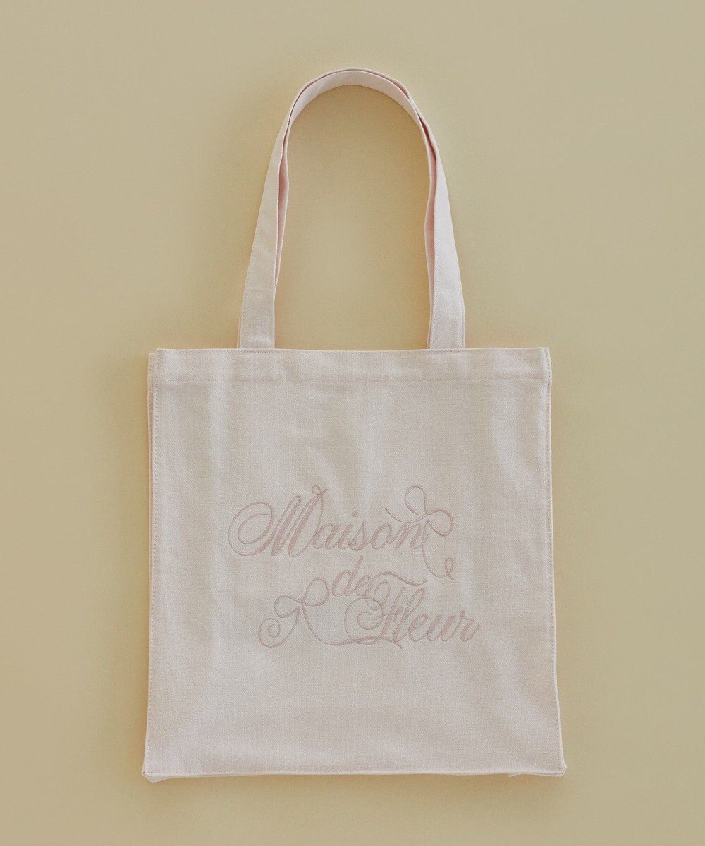 Maison de FLEUR ブランドロゴ刺繍スクエアトートバッグ 