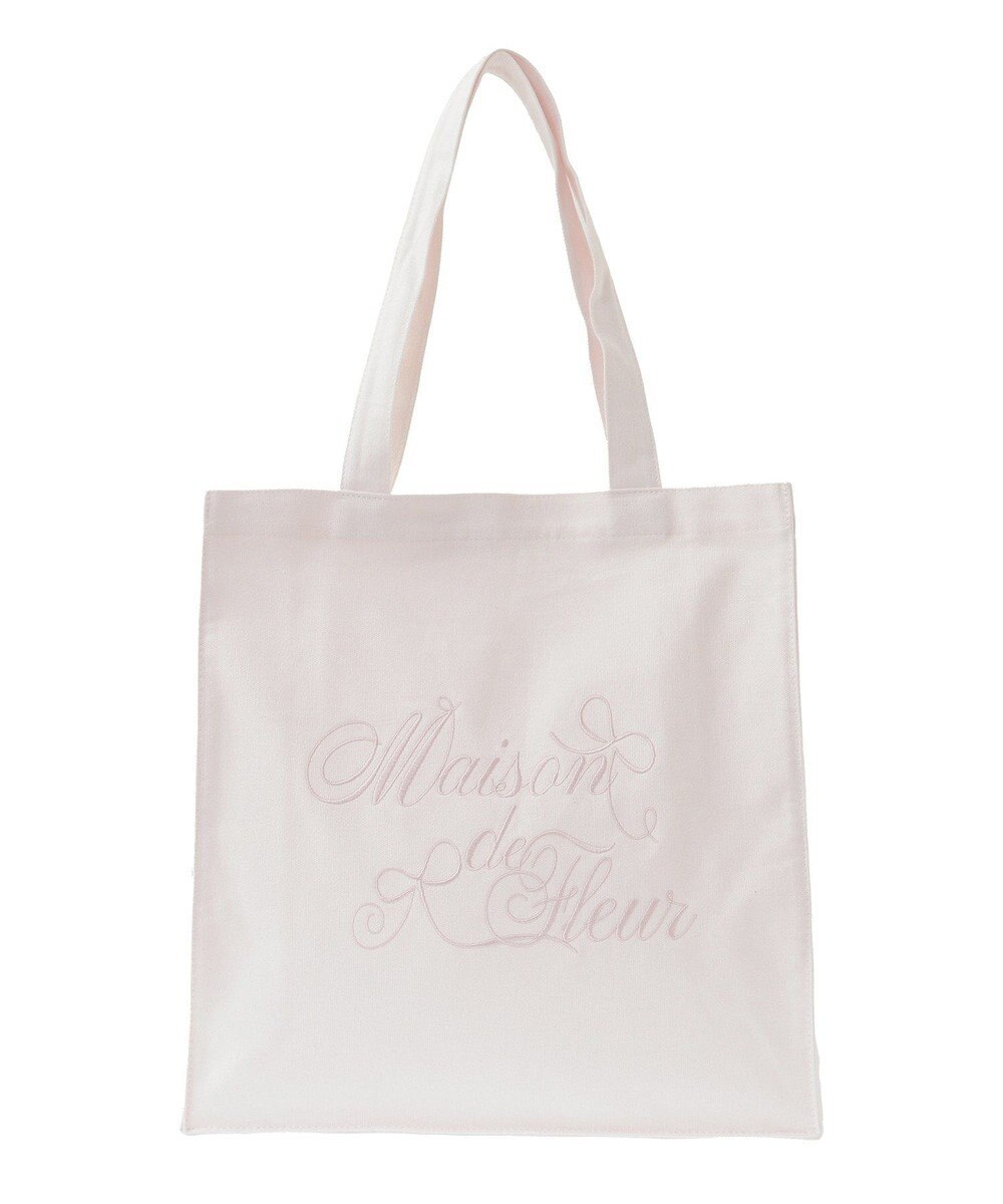 Maison de FLEUR ブランドロゴ刺繍スクエアトートバッグ 