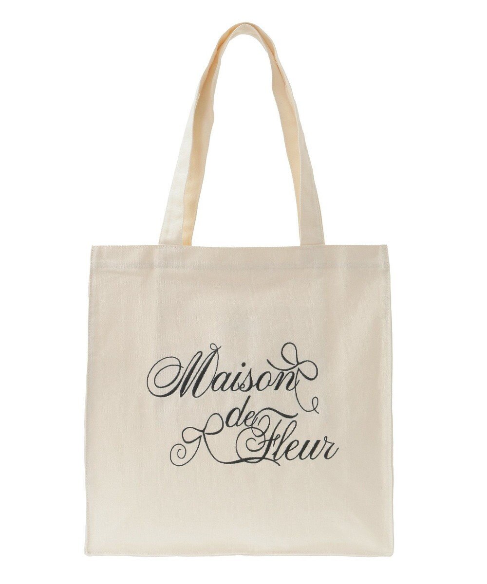 Maison de FLEUR ブランドロゴ刺繍スクエアトートバッグ 