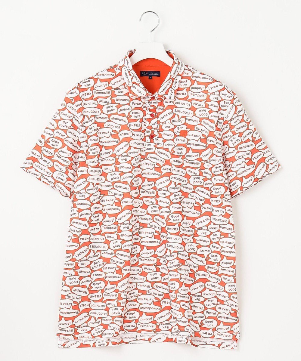 23区GOLF 【MEN】【キングサイズ/吸水速乾/UVカット】YELL総柄プリントポロシャツ 