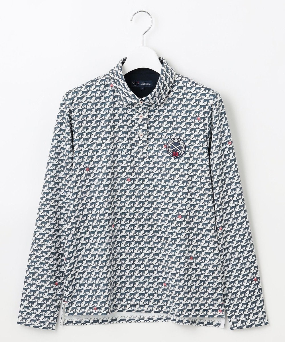 23区GOLF 【WOMEN】【吸水速乾/UVカット】ハンタードッグ柄シャツ 