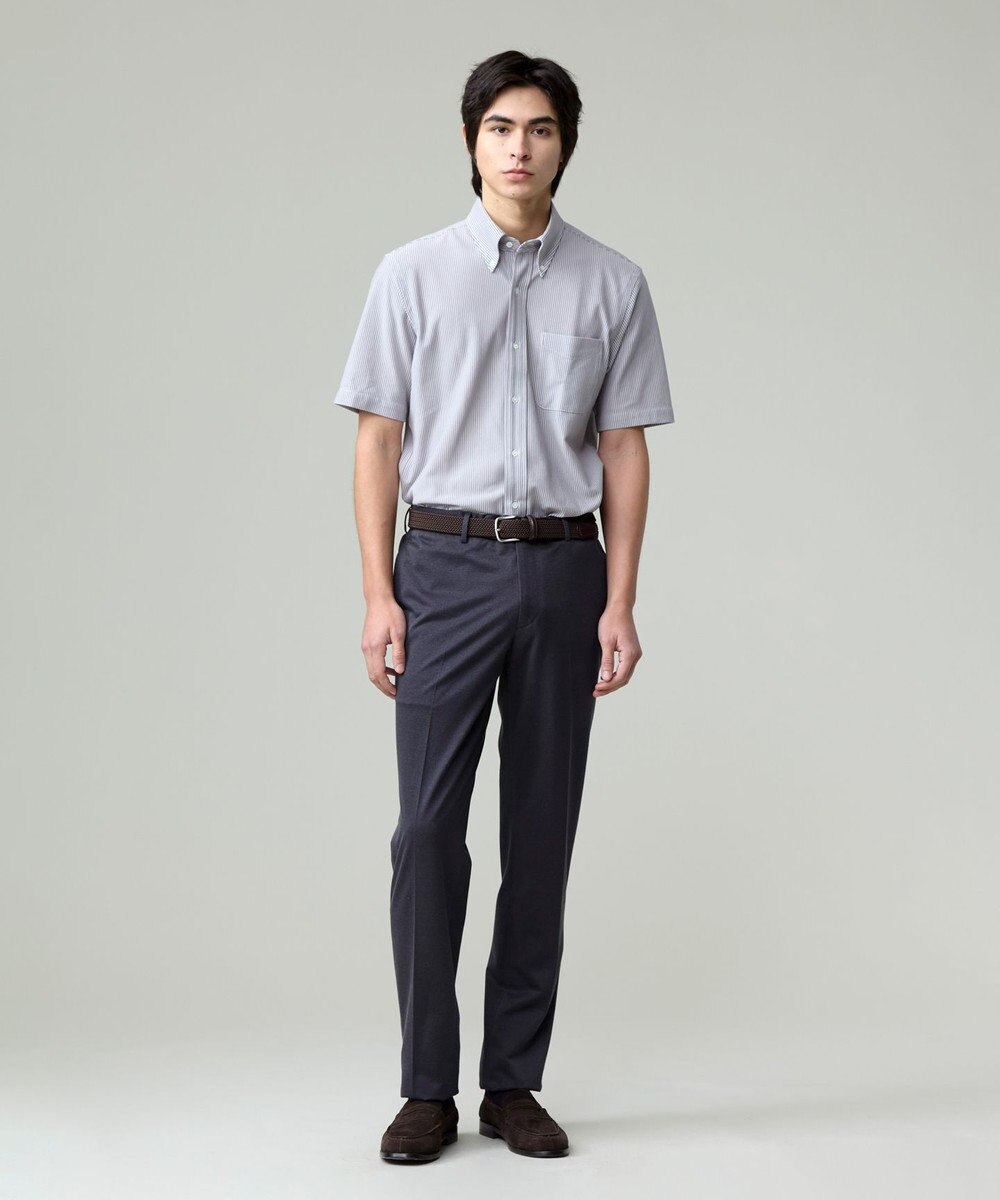 J.PRESS MEN 酷暑の清潔感もこれ一枚で【吸水速乾 / 抗菌防臭 / 防シワ】【J.PRESS OXFORD JERSEY】カノコインレイマイクロストライプ 半袖シャツ / B.D. 