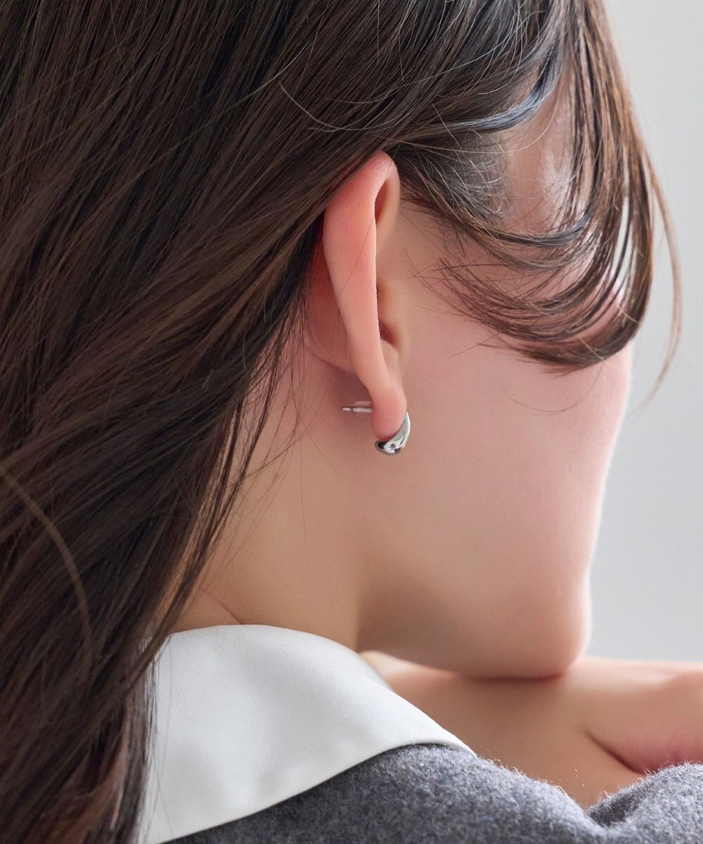 Phoebe 【金属アレルギー対応】ドロップハーフフープミニピアス　シルバー/サージカルステンレス 