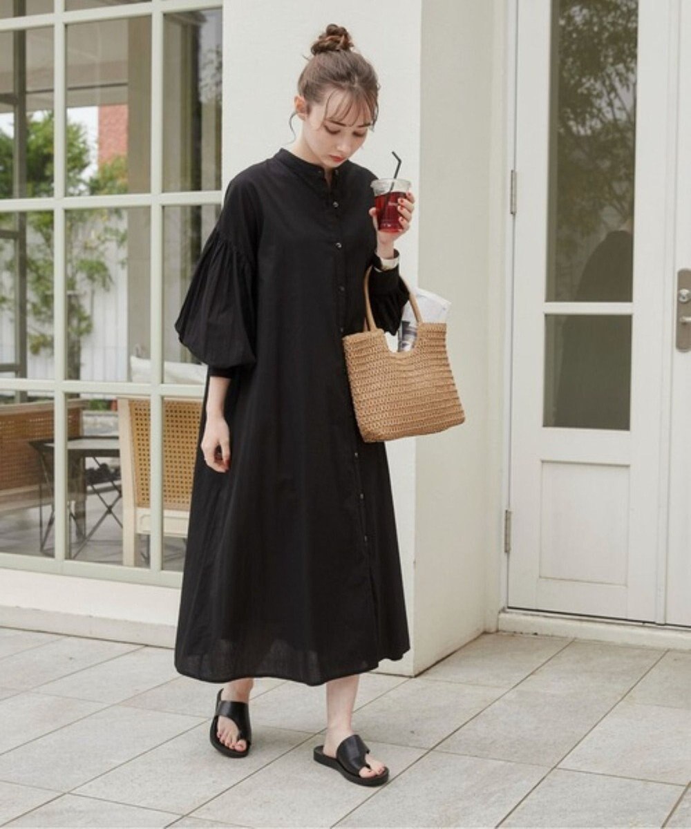 WEGO 【ANGIE VINTAGE】ボリュームスリーブ バンドカラー シャツワンピース 