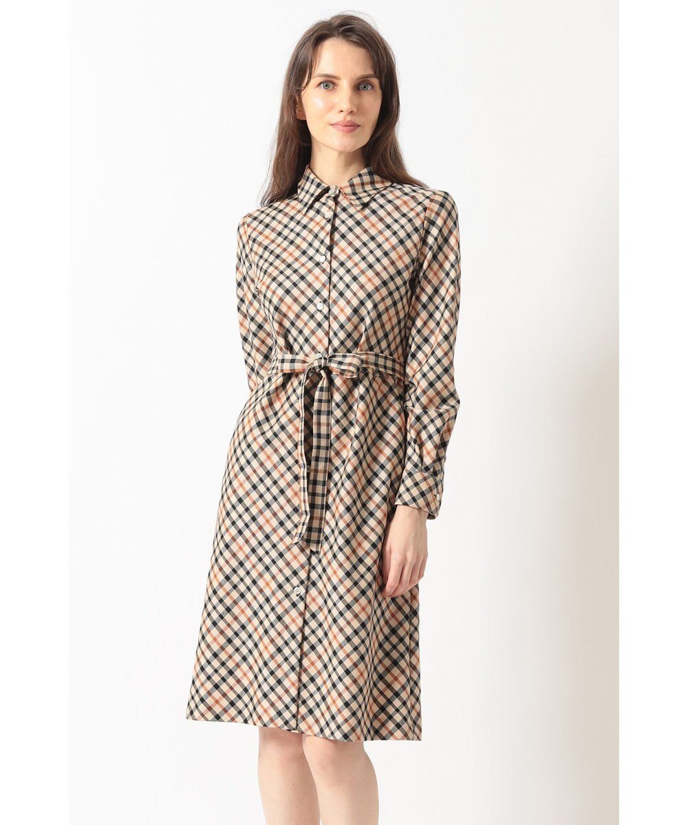 DAKS ハウスチェック バイアスシャツワンピース 