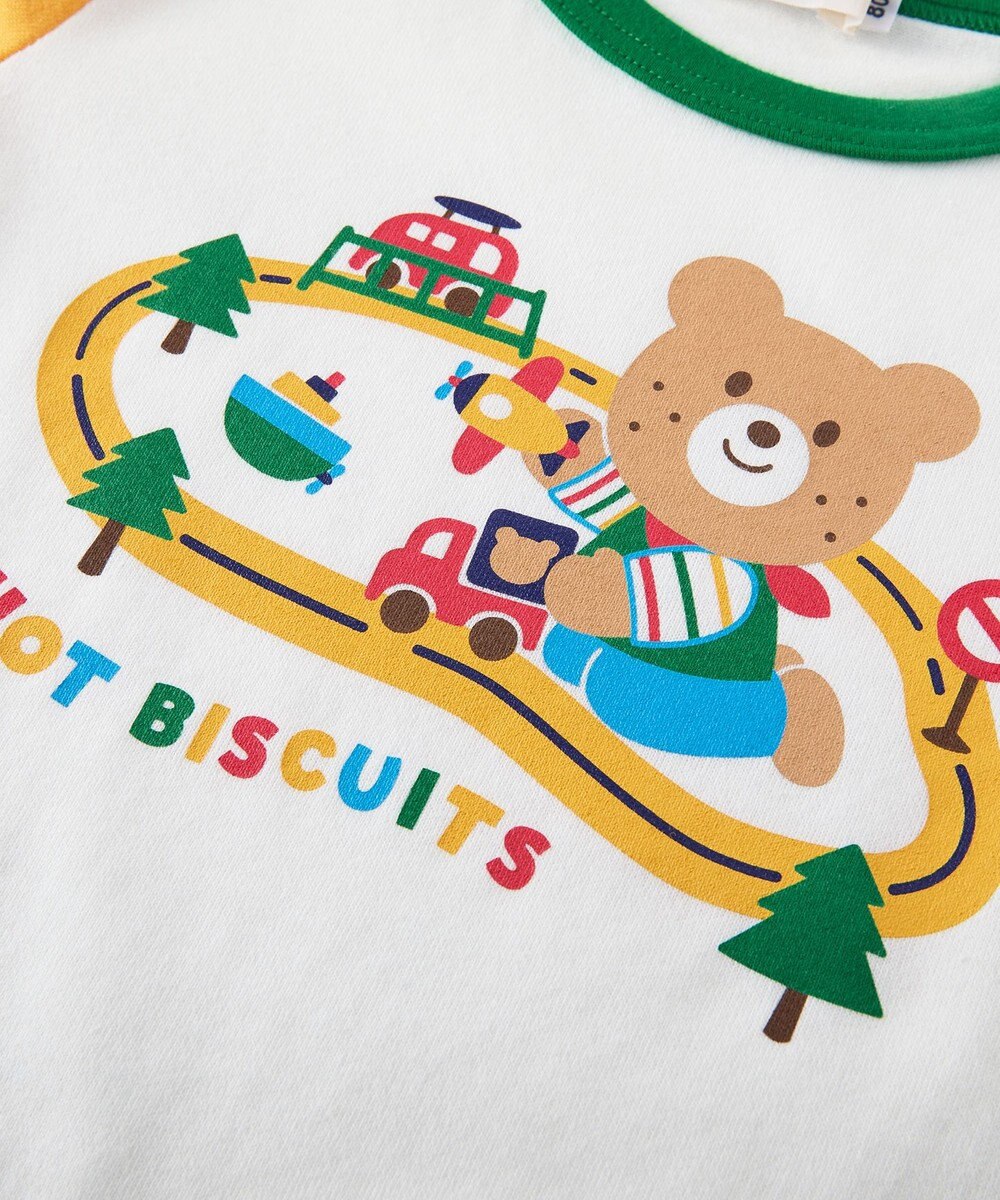 MIKI HOUSE HOT BISCUITS 【80-120cm】ビーンズ×乗り物プリント 半袖Tシャツ 