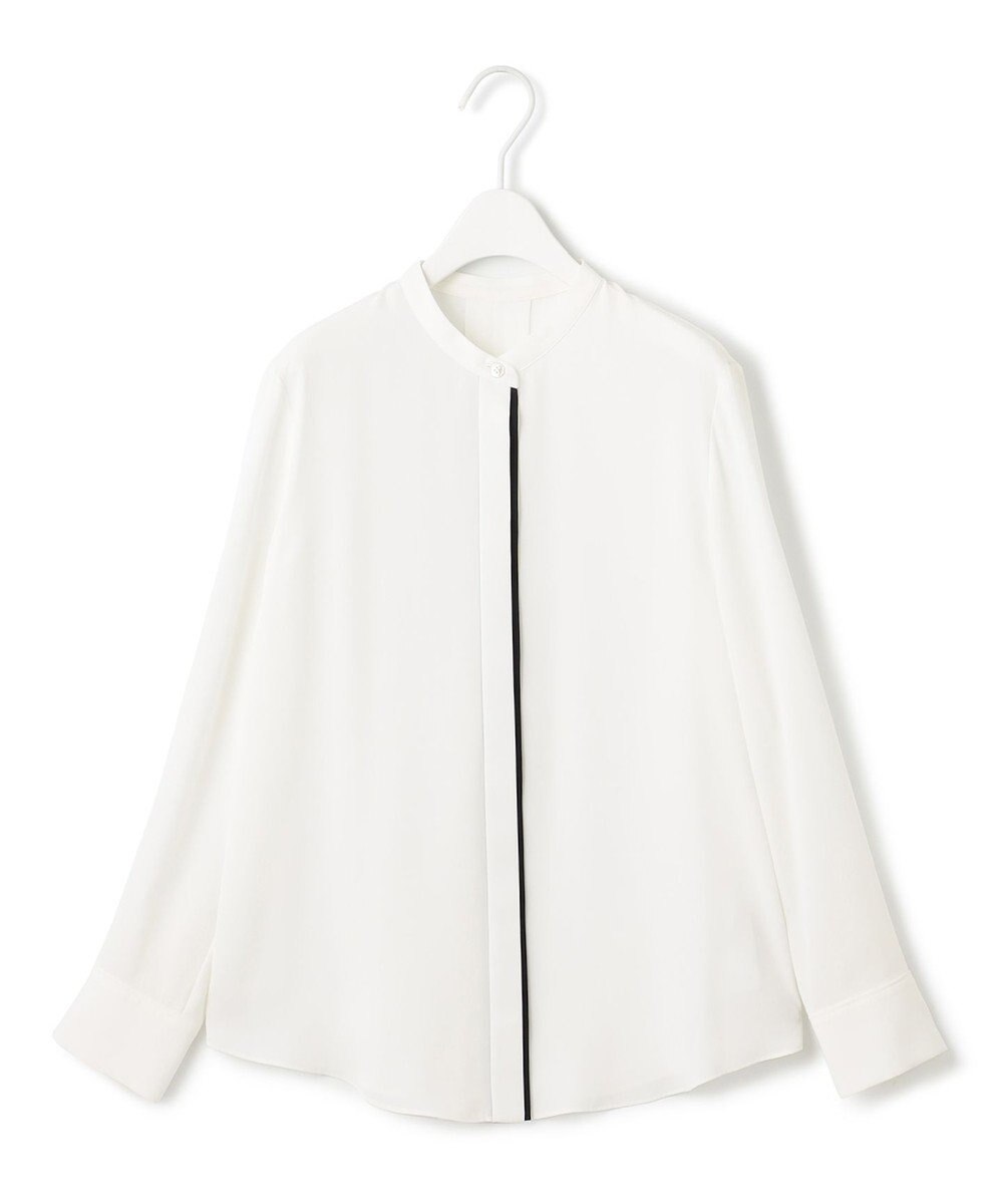 ICB 【接触冷感・UVケア・速乾・洗える】BackSatinAmunzen バンドカラーブラウス 