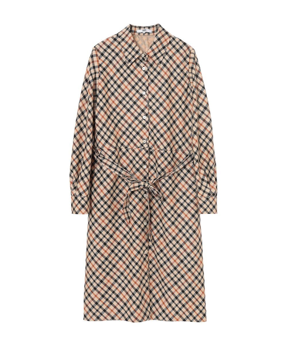 DAKS ハウスチェック バイアスシャツワンピース 