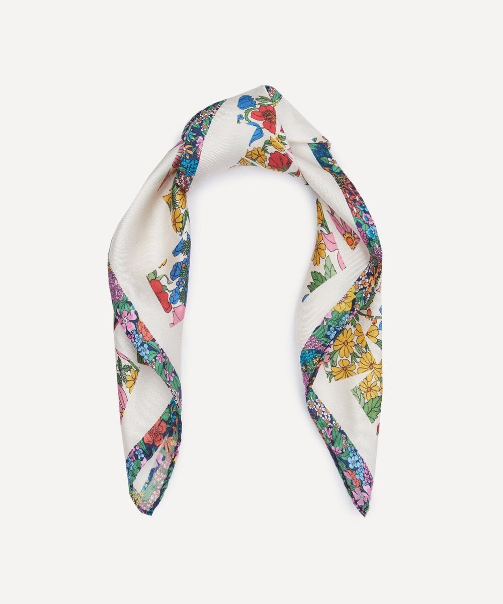 LIBERTY. リトールド パッチワーク 45x45 シルク スカーフ 