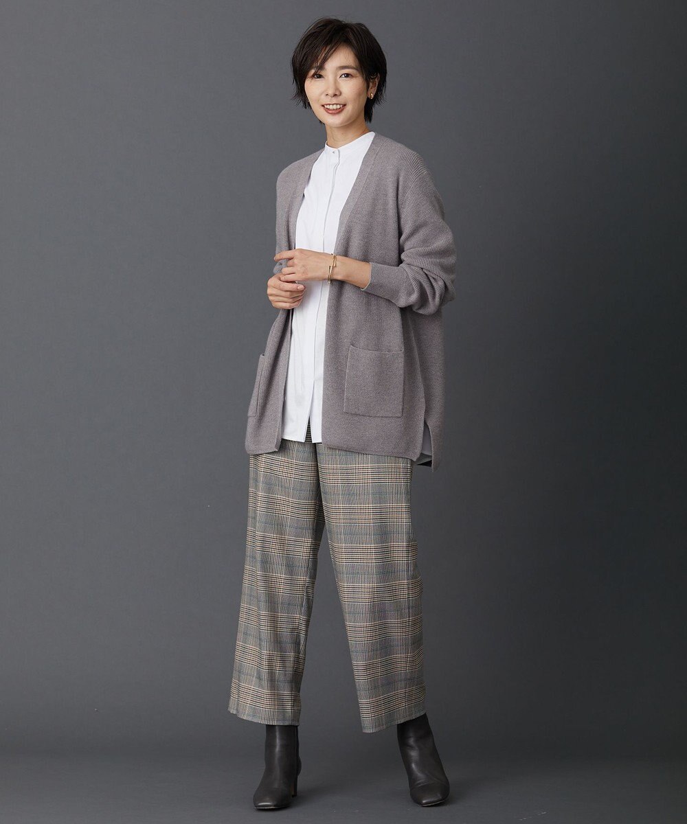 J.PRESS LADIES 【洗える】PL/Visストレッチチェック セミワイド パンツ 