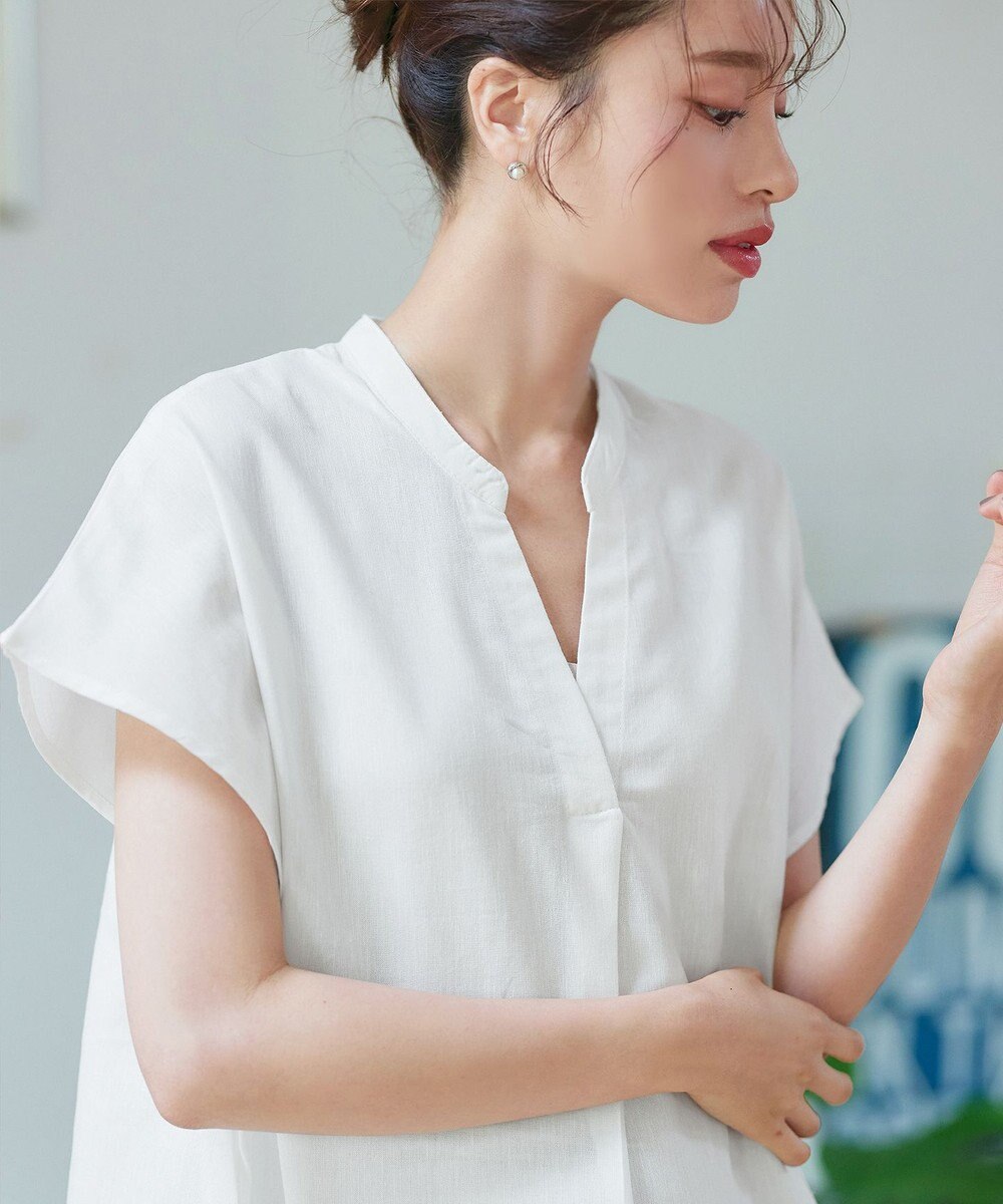 Tiaclasse 【洗える】リネンミックススキッパーシャツワンピース 