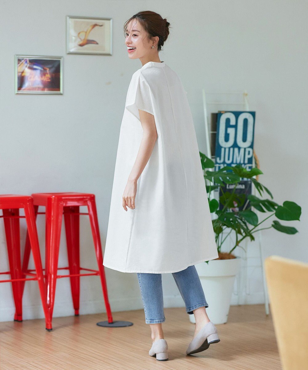 Tiaclasse 【洗える】リネンミックススキッパーシャツワンピース 