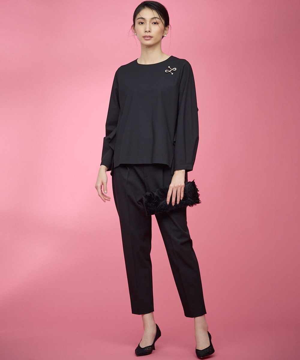 組曲 S 【KUMIKYOKU NAVY】ウーステッドライククロス フリルブラウス 