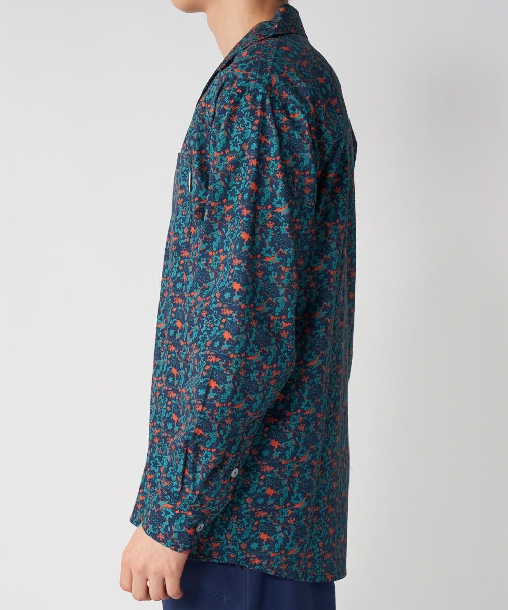 OP／FILA 【Ocean Pacific】プリント長袖オープンネックシャツ 