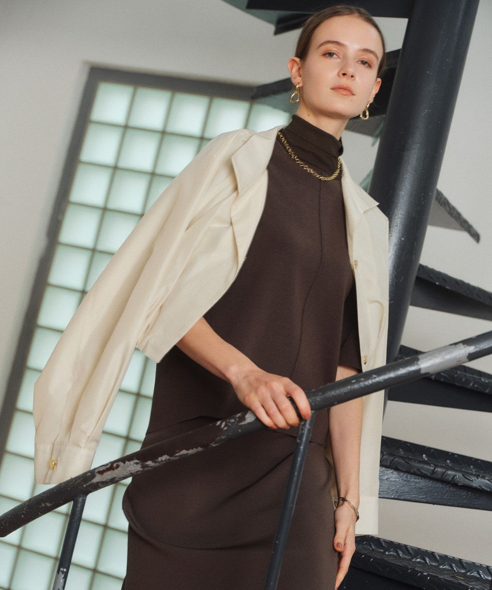 BEIGE， SULFUR / シルク混ショート丈バルーンブルゾン 