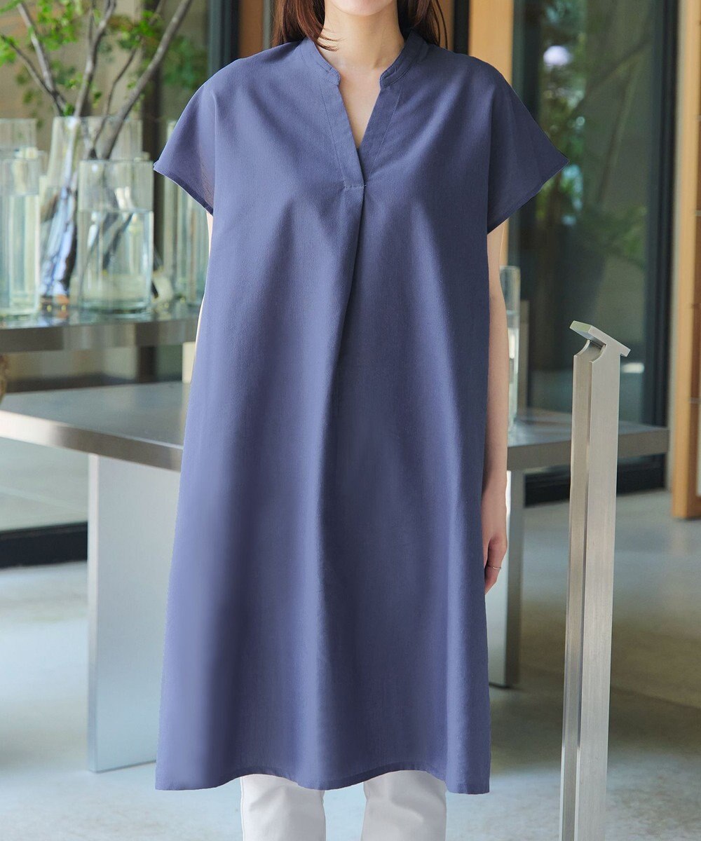 Tiaclasse 【洗える】リネンミックススキッパーシャツワンピース 
