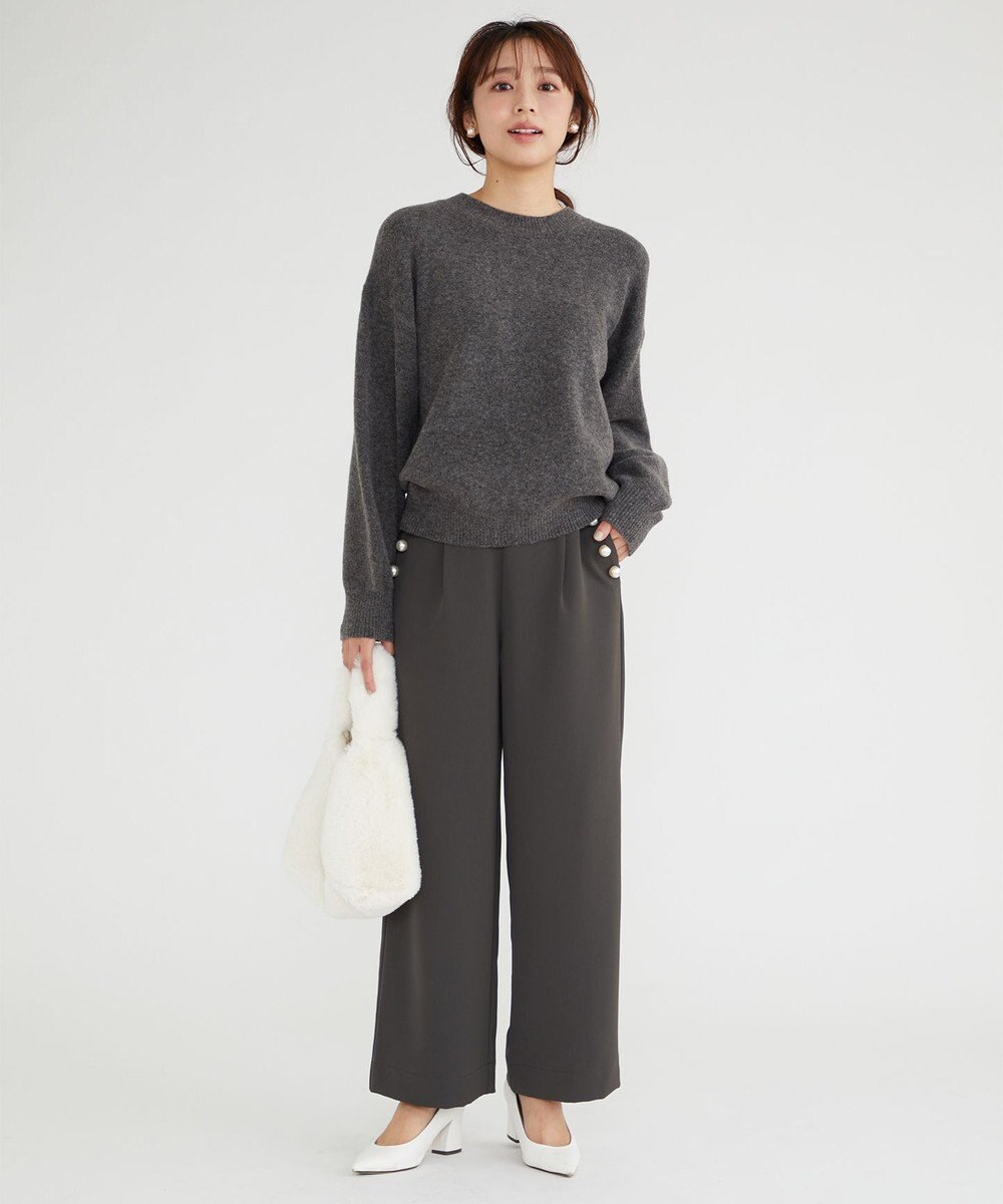 Feroux 【古畑星夏さん着用】パールポイントハイウエストセミワイド パンツ 