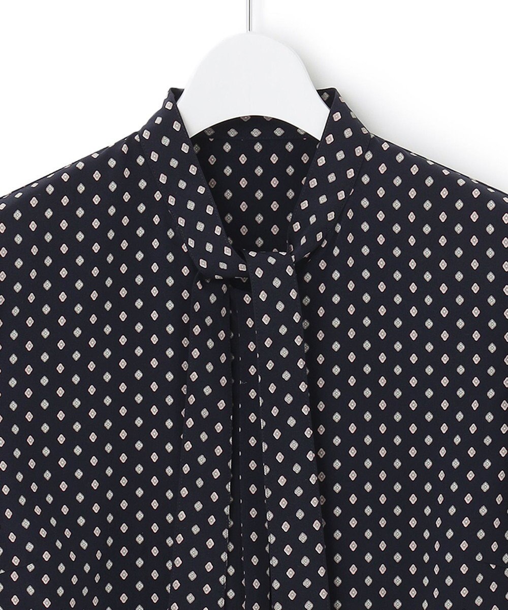 23区 【洗える】ジオメトリックパターン ボウタイ ブラウス 