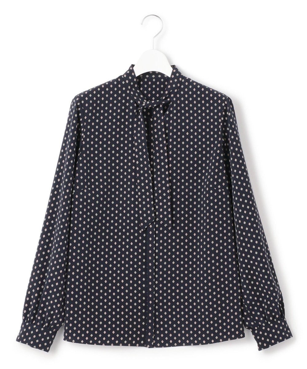 23区 【洗える】ジオメトリックパターン ボウタイ ブラウス 