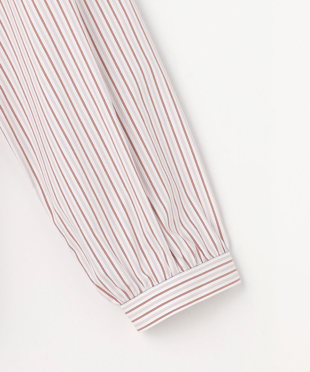 J.PRESS LADIES BEZコットンナイロン ストライプ フリル襟 ブラウス 