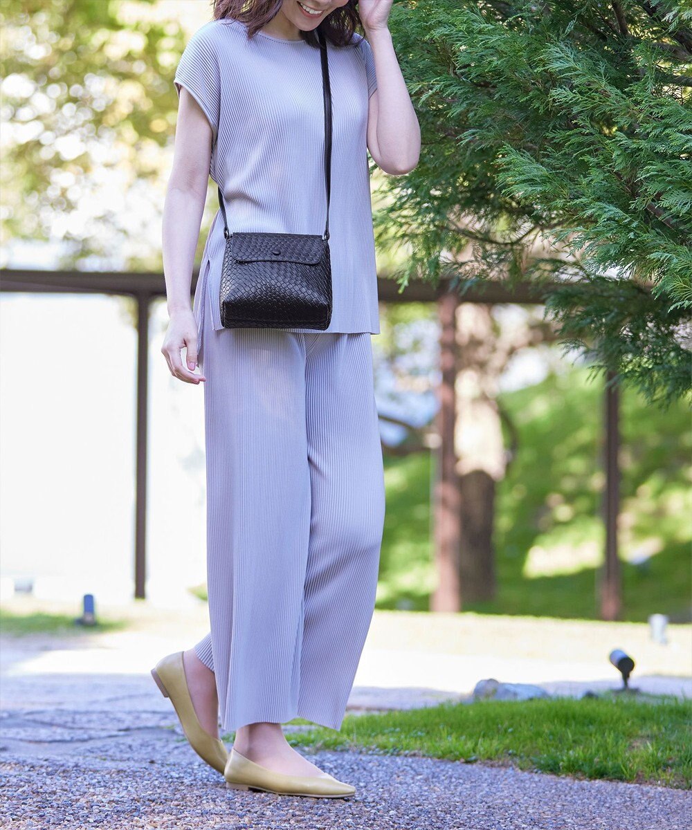 Tiaclasse 【2点セット】編み込み風ショルダーバッグ＋ショルダーポーチ付き 