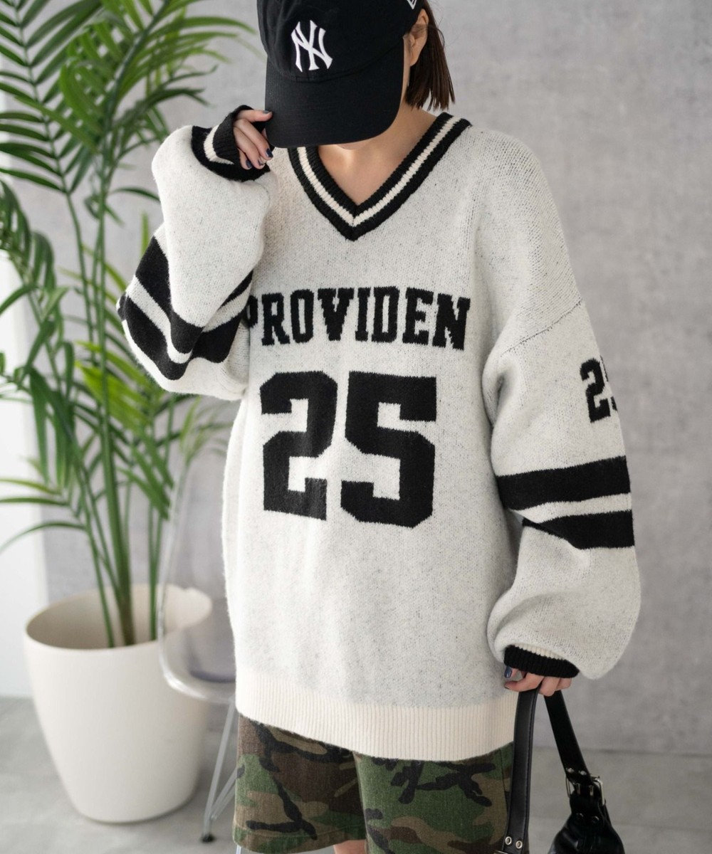 WEGO ナンバリングラインフラッフィーニット 