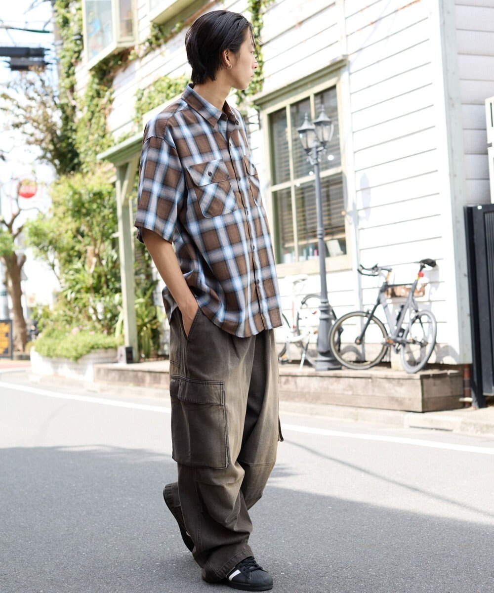 WEGO 【ユニセックス着用ITEM/SMLサイズ展開】オンブレチェックシャツ（SS） 