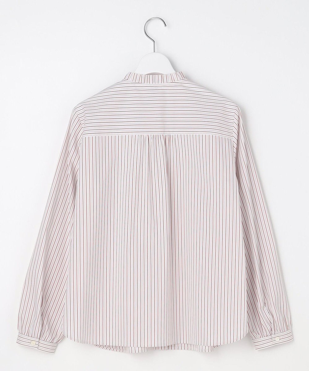 J.PRESS LADIES BEZコットンナイロン ストライプ フリル襟 ブラウス 