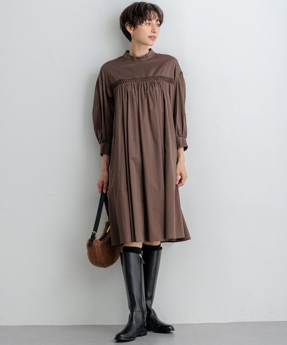 23区 【SLOW/一部店舗限定】ウォッシュドコットンサテン ワンピース 