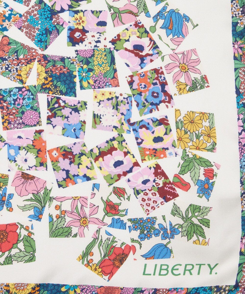 LIBERTY. リトールド パッチワーク 45x45 シルク スカーフ 