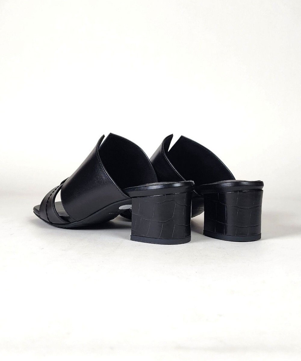 Dominic3 型押しヒール レザーVカットミュール 