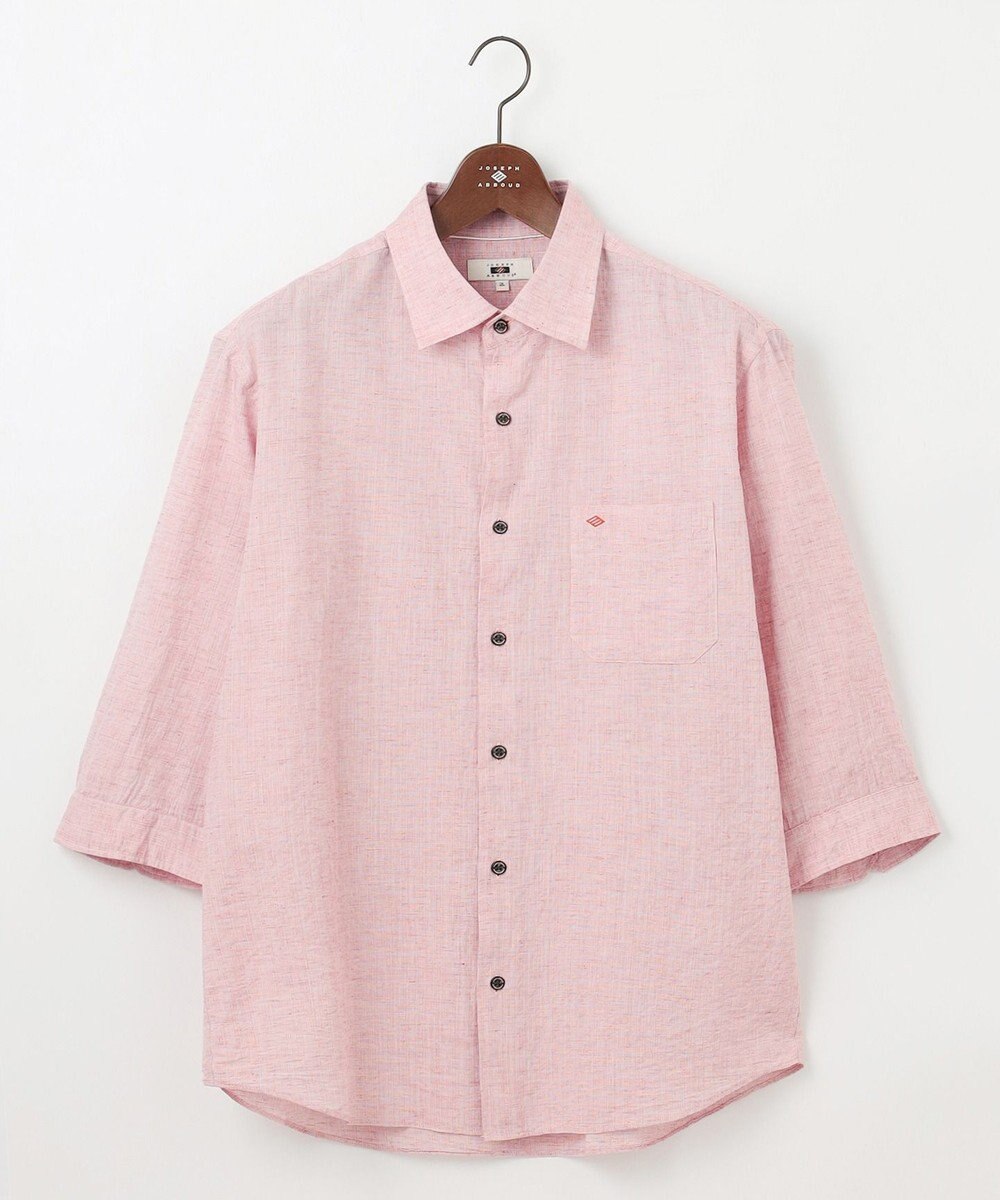 JOSEPH ABBOUD 【キングサイズ・サステイナブル・７分袖】リヨセルリネンシャンブレー シャツ 