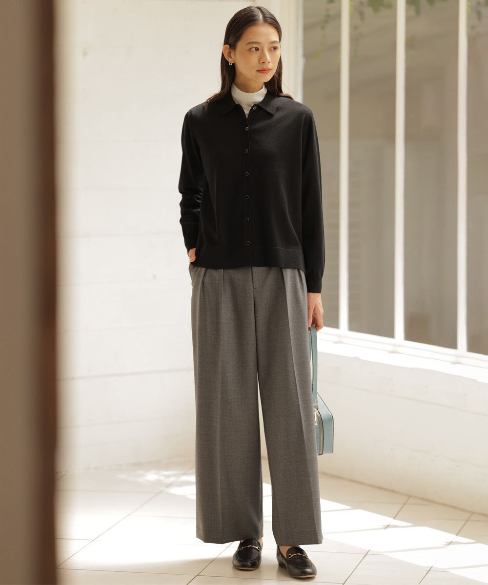 J.PRESS LADIES 【洗える】ANASTASIA milled ツータック ワイド パンツ 