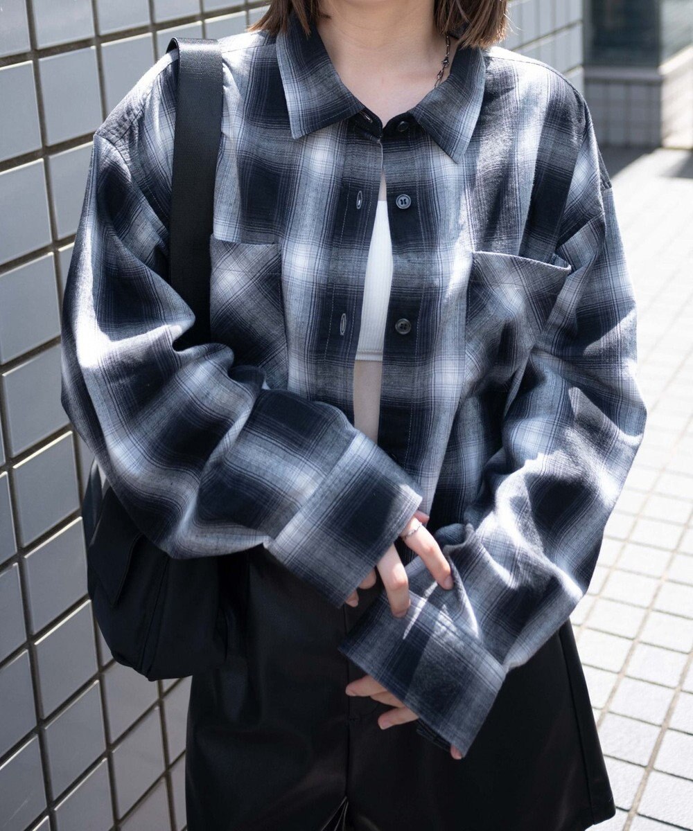 WEGO オンブレチェックショートシャツ 