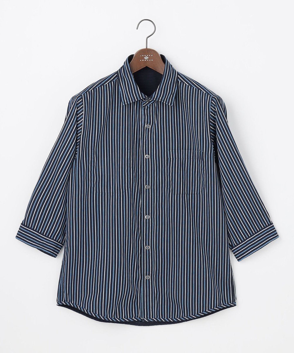 JOSEPH ABBOUD 【キングサイズ・2WAY】リバーシブルストライプ 七分袖 シャツ 