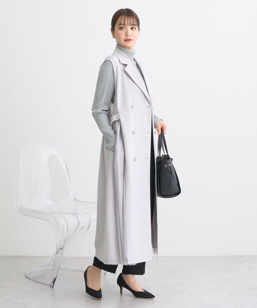 earth music&ecology サイドプリーツジレンチ 