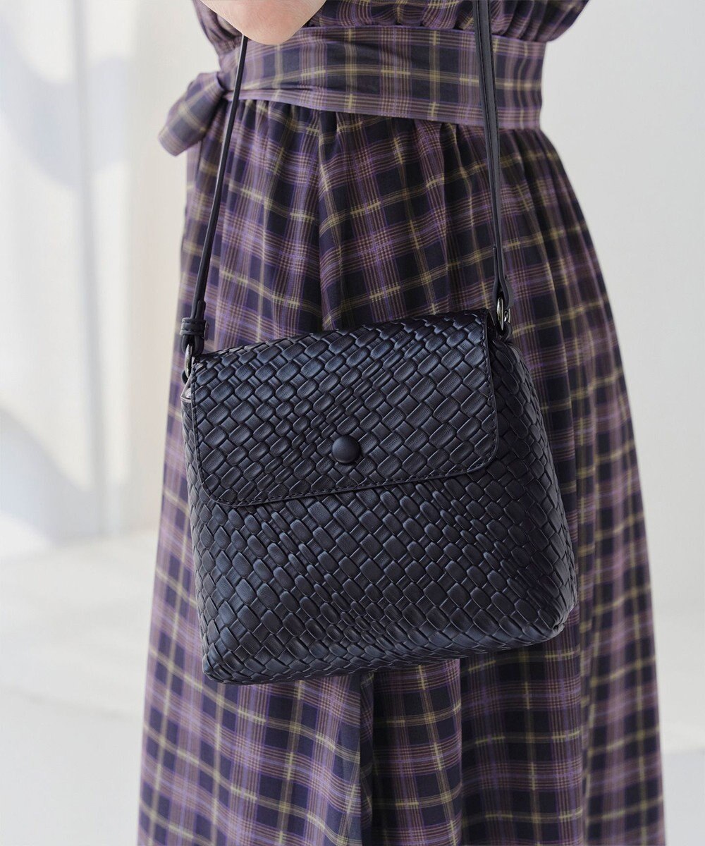 Tiaclasse 【2点セット】編み込み風ショルダーバッグ＋ショルダーポーチ付き 