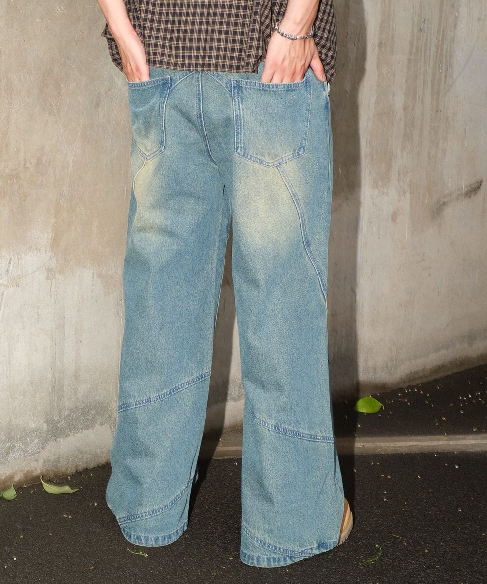 WEGO 【ユニセックス着用ITEM】スウィッチングフレアデニムパンツ 