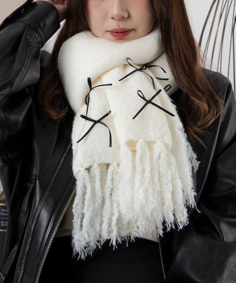 WEGO リボン付きニットストール 