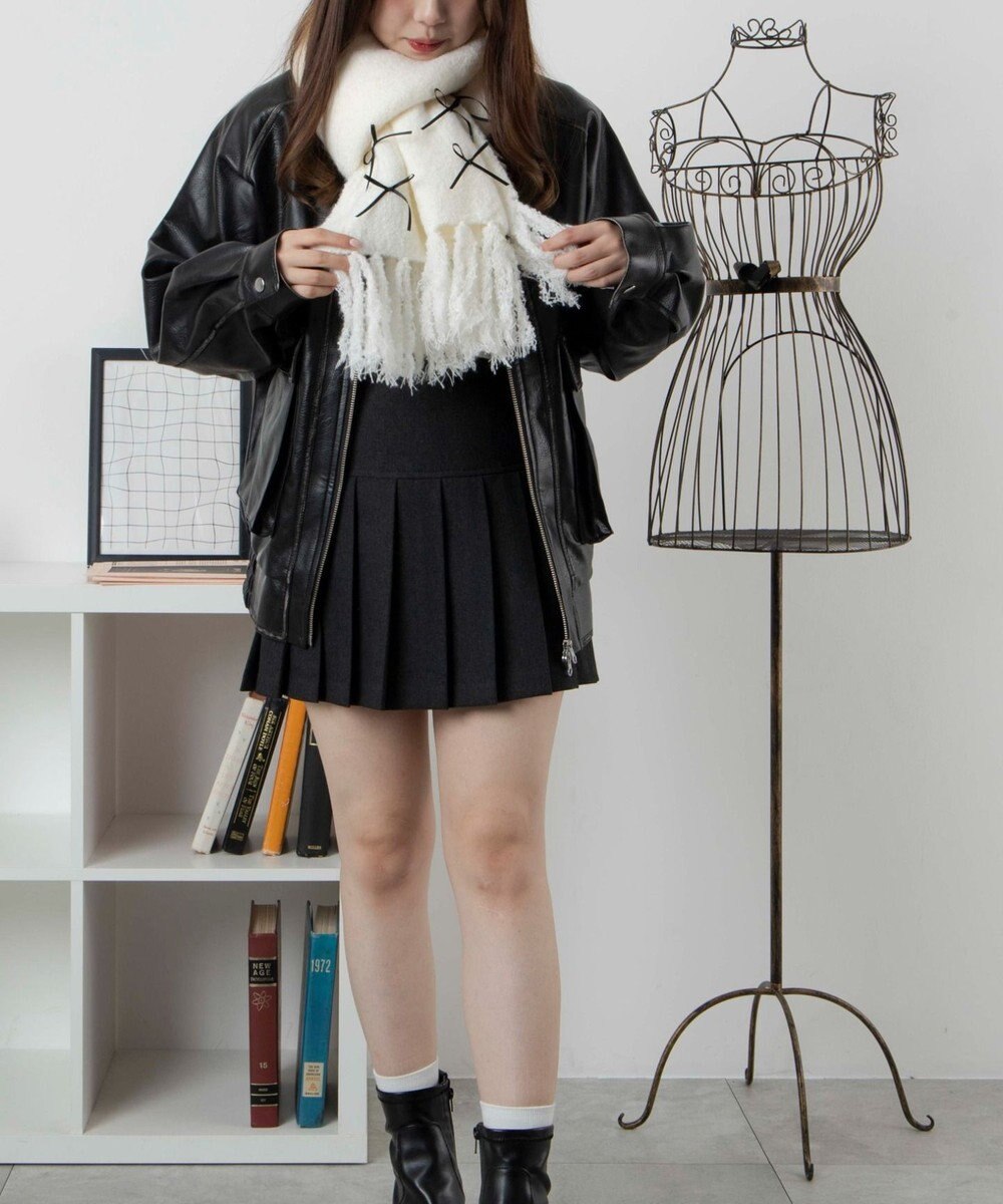 WEGO リボン付きニットストール 