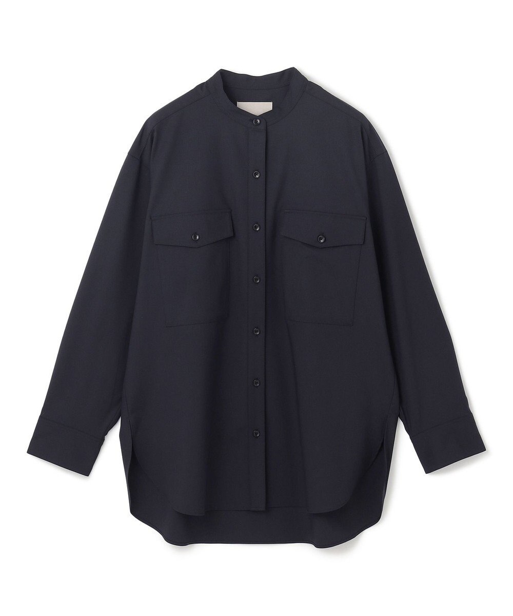 UNFILO ウールライク バンドカラーシャツ 