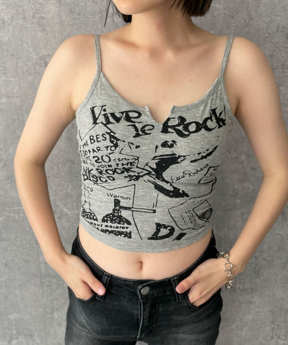 WEGO 【カップ付きインナー】グラフィックリブキャミソール 