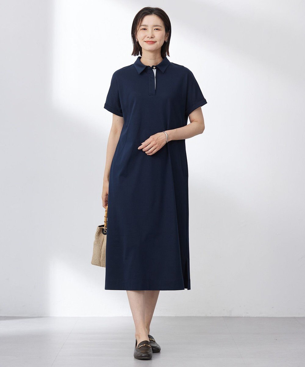 J.PRESS LADIES L 【WEB限定カラーあり・洗える】コンパクトコットンスムース ポロワンピース 