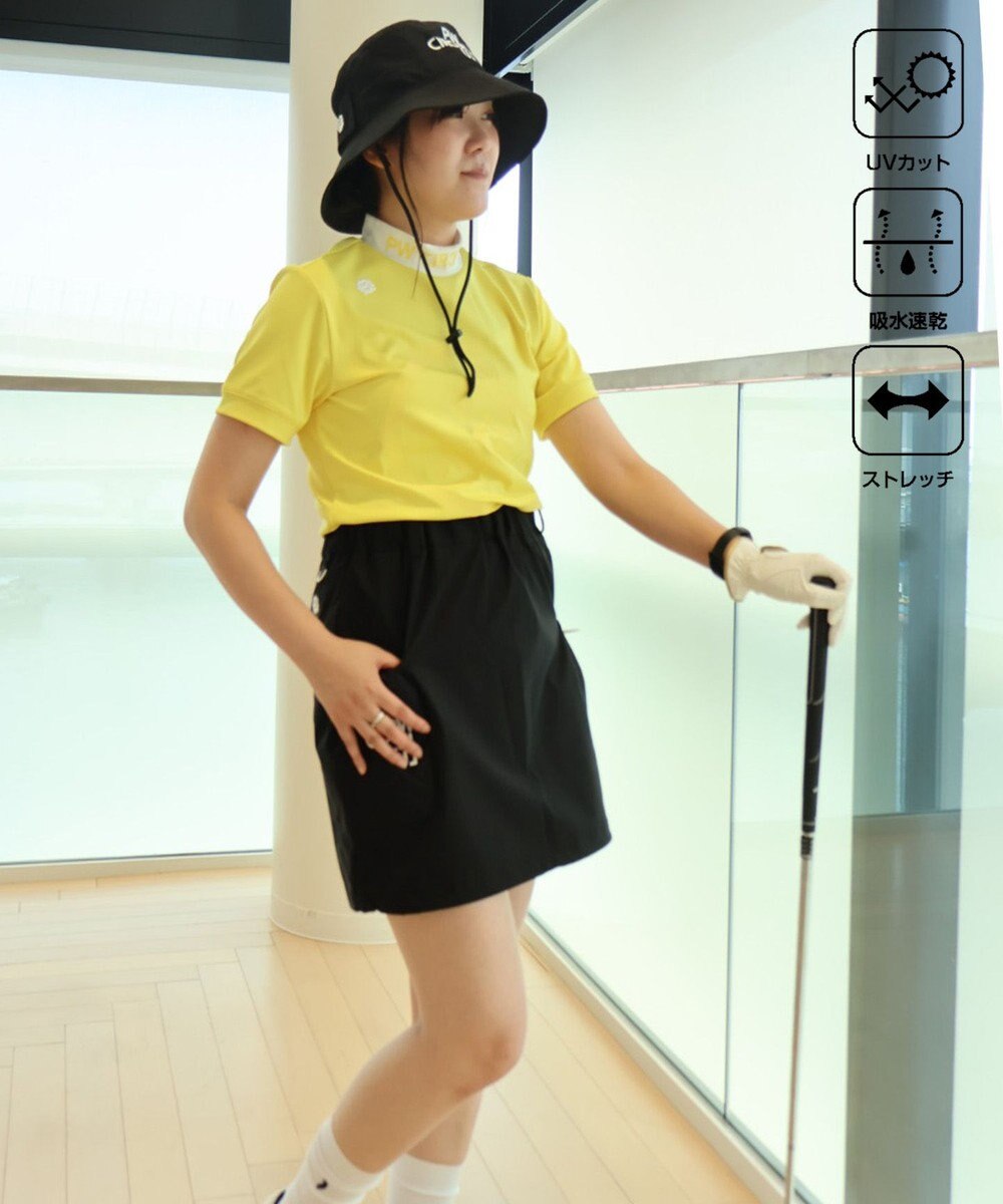 PW CIRCULUS 【UVカット / 吸水速乾 / 伸縮性抜群】【WOMEN】バックメッシュ切り替えモックT ゴルフウェア レディース 