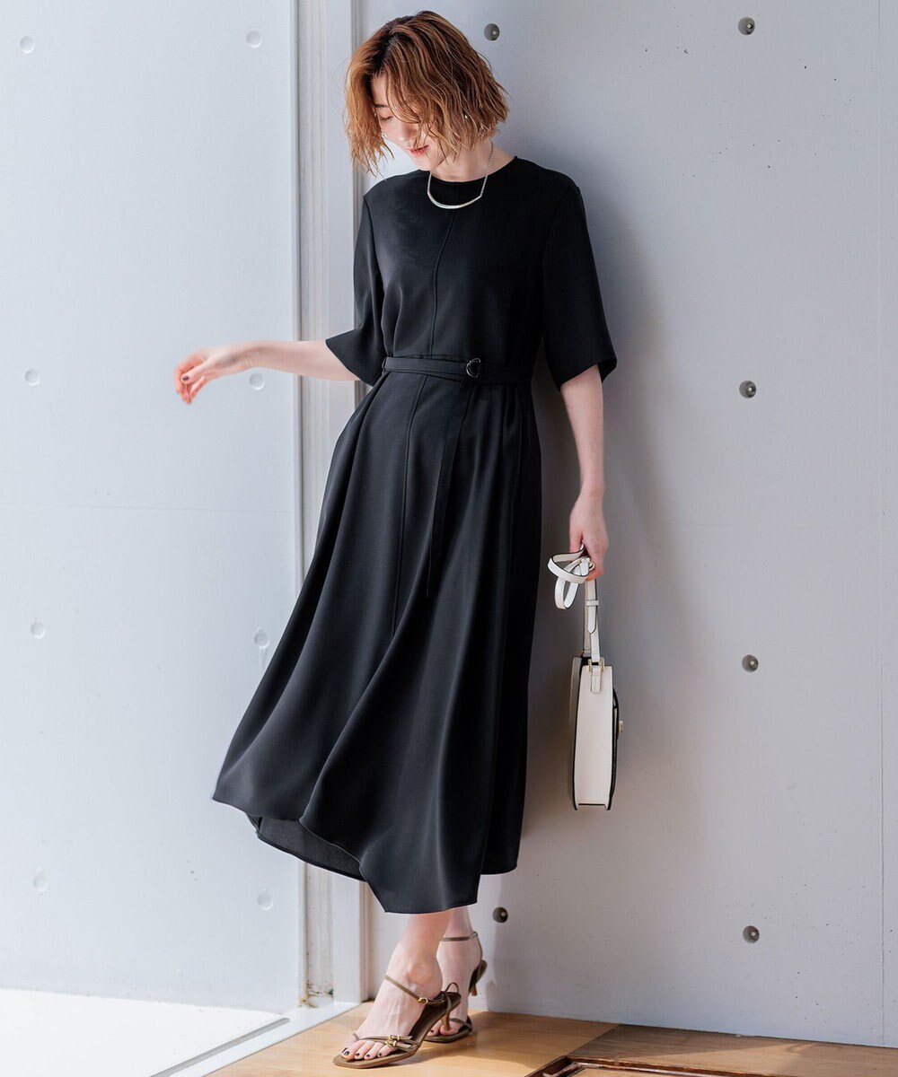 23区 【撥水加工/洗える】キューティクルストレッチツイル イレギュラーヘム ワンピース 