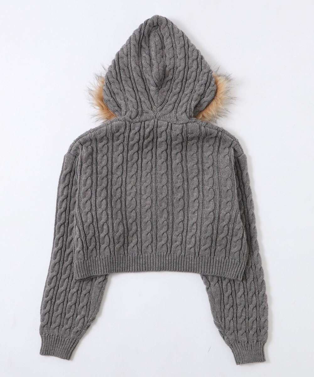 WEGO フェイクファー付きケーブルニットパーカー 