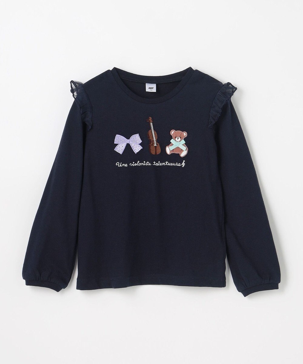 ANY KIDS おけいこモチーフ刺繍入り 長袖Tシャツ 